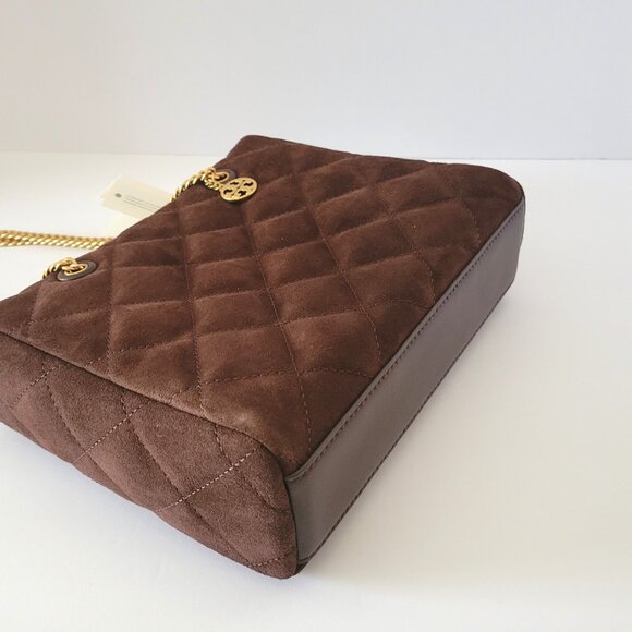 Tory Burch Willa Willa Suede Small Zip Top Tote Dark Cocoa 170068 Shoulder Bag - Picture 6 of 8